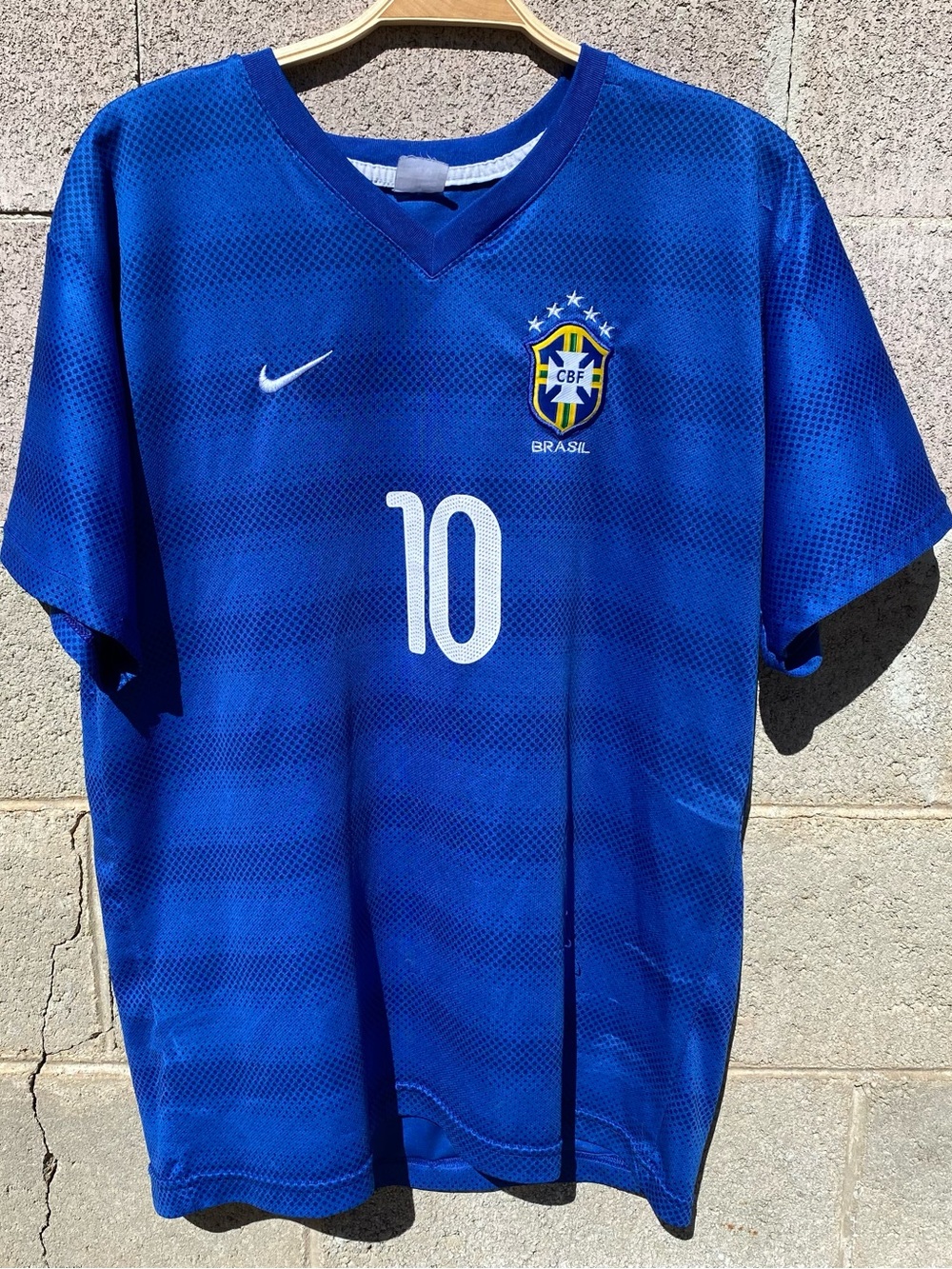 Nike Brazil CBF Soccer Jersey #10 Blue Away Shirt – Men’s Size Large